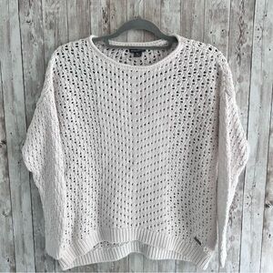 Eddie Bauer Women's White Cotten Open Knit Sweater Large